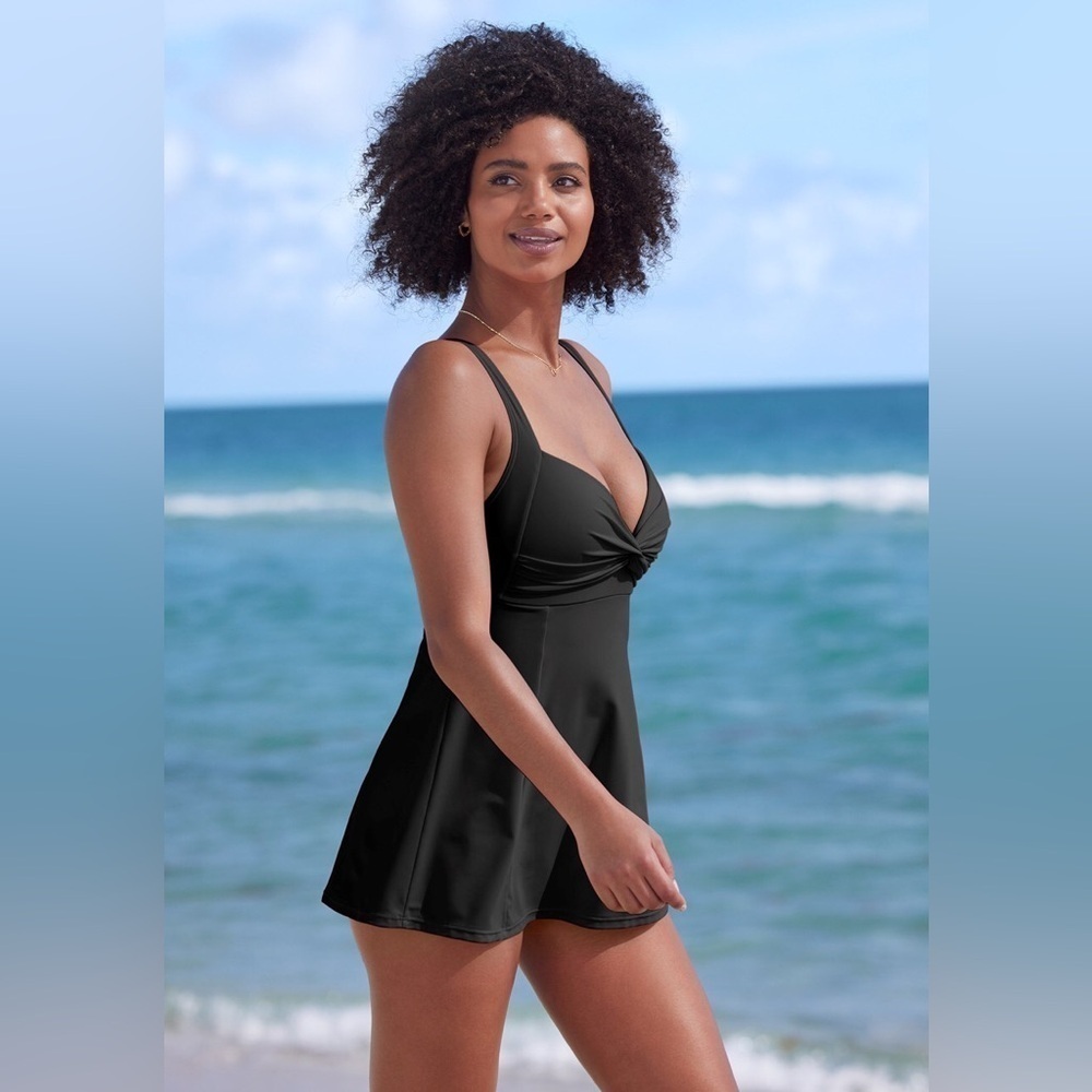 VENUS Black One Piece Swimsuit Dress size 16 NWOT